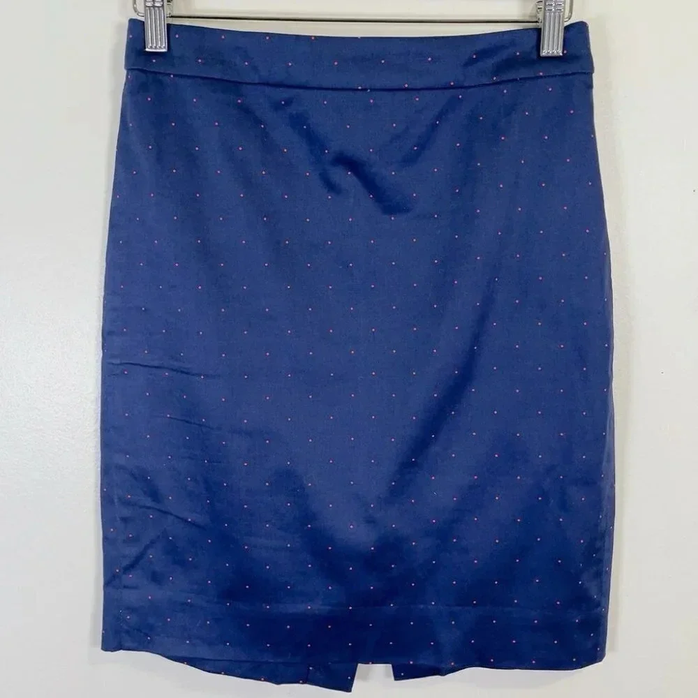 J.crew The Pencil Skirt Navy Red Polka Dot